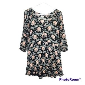 O'Neill Lotus Print Mini Dress Medium Viscose Lightweight Boho